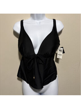 NWT Bar III Black Tunnel Fly Away Tankini Large